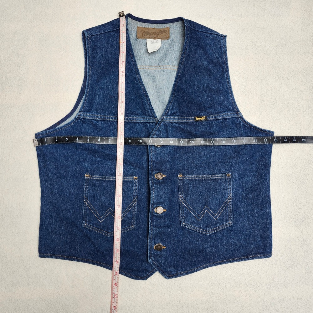 Vintage Wrangler Denim Vest Mens Large 45 USA 90s Western Cowboy Indie Workwear - Picture 7 of 7